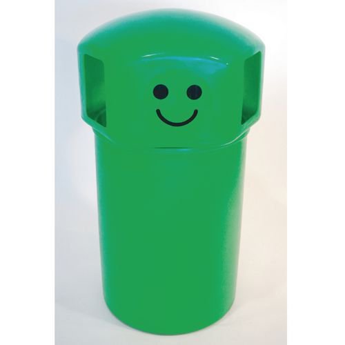 145L Hooded top litter bin with smiley face logo - Green