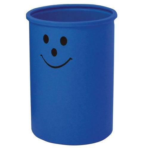 Open top waste bin with smiley face logo - Light blue