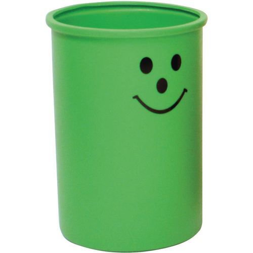 Open top waste bin with smiley face logo - Green