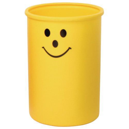 Open top waste bin with smiley face logo - Yellow
