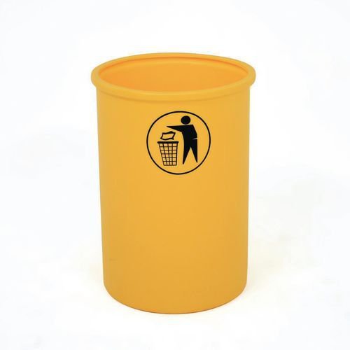 Open top waste bin with tidy man logo - Yellow