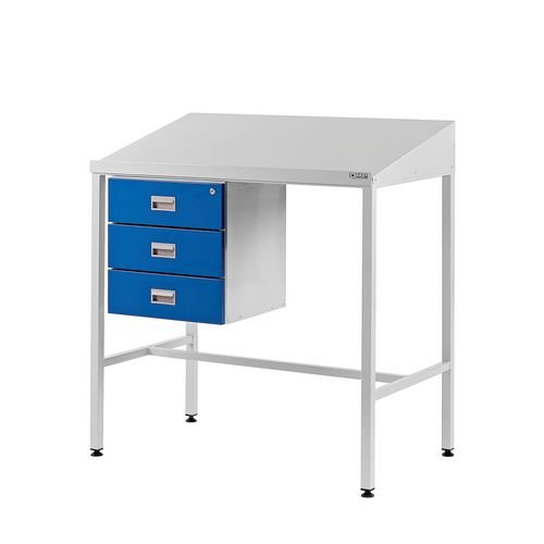 Sloping Top Teamleader Workstation With Triple Drawer 1060.1000.600