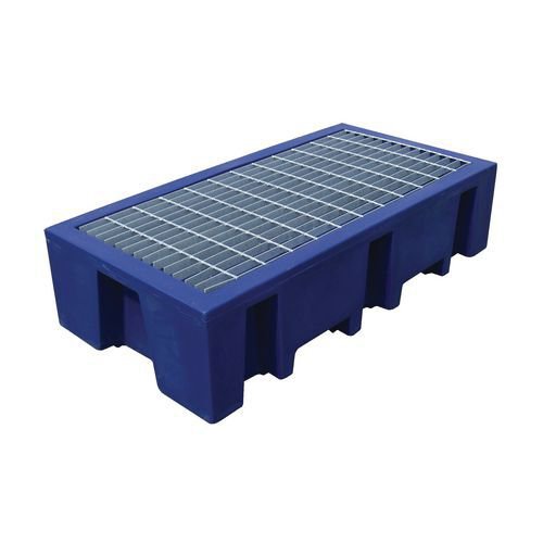 Plastic sump pallet with metal grid, 275L capacity