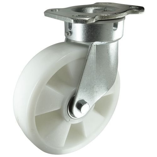 Heavy Duty Fabricated Steel Swivel Castor, 200mm Nylon Wheel