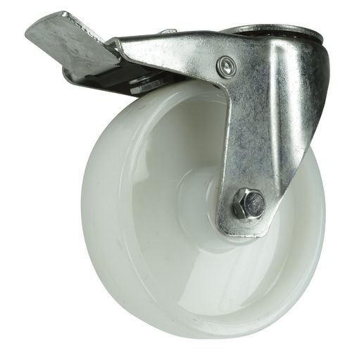 Castor, 80mm Dia. Nylon Tyre Hole Fixing - Swivel Braked