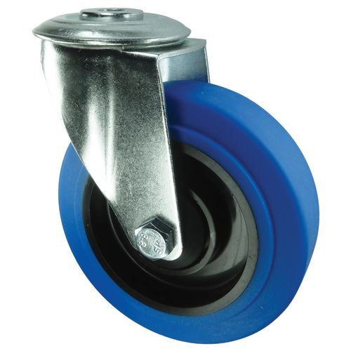 Medium Duty Pressed Steel Swivel Castor, 80mm Rubber Tyred Wheel