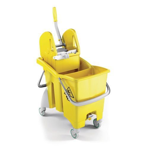 30L Mobile double mop bucket with drain plug & wringer