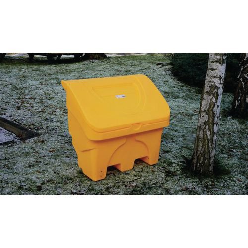 Salt and Grit Bin Yellow 130L Supplied with 5x25kgs White De-icing Salt 395102