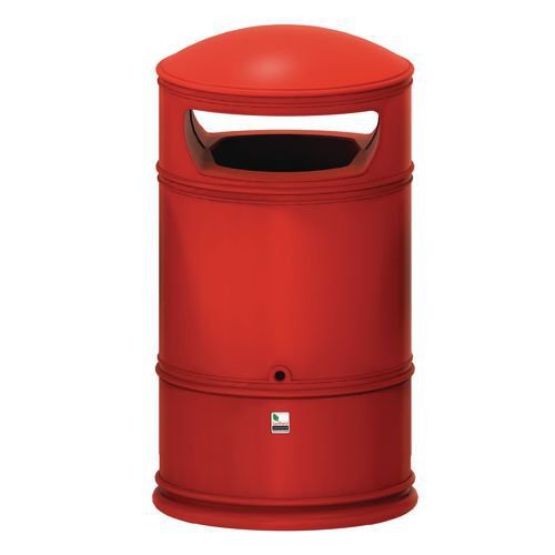 Rounded hooded top outdoor litter bin