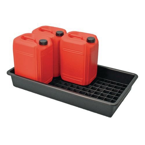 Drum storage drip trays with sump grid
