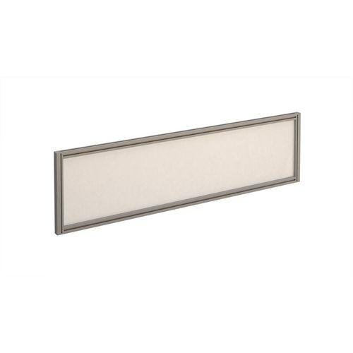 Straight desktop screens with aluminium frame and glazed screen,<br>1400mm with silver frame