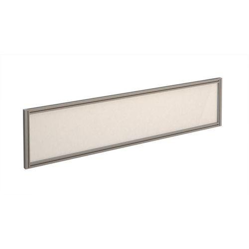 Straight desktop screens with aluminium frame and glazed screen,<br>1600mm with silver frame