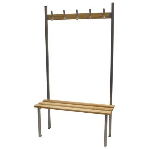 Classic solo bench 1000 x 390mm 5 hooks - 2 uprights - silver