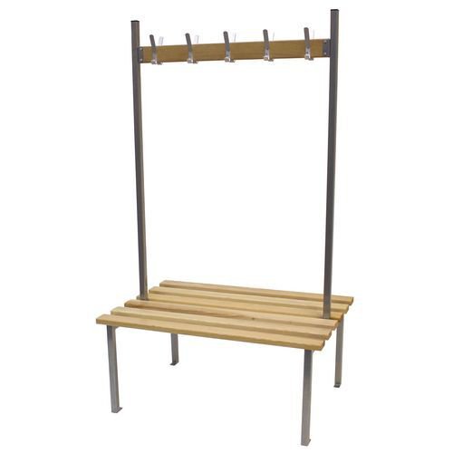 Classic duo bench 1500 x 745mm 16 hooks - 3 uprights - silver