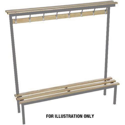 Evolve solo bench with wood top shelf 1000 x 400mm 5 hooks - 2 uprights - silver