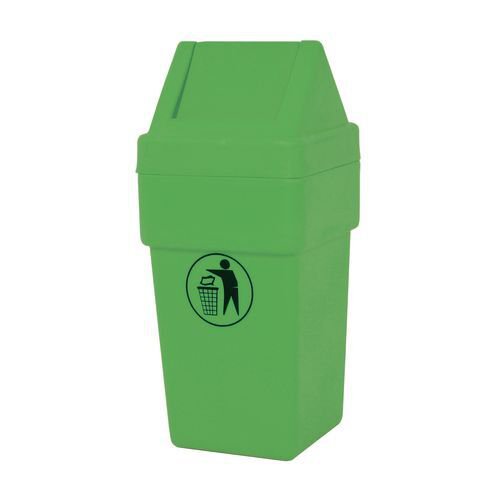 114L Hooded plastic waste bin with swing lid