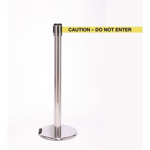 Wheeled retractable belt barrier with printed message - set of 2