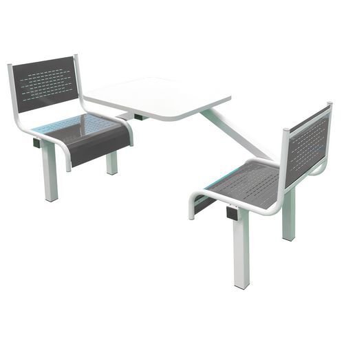 Steel seat fixed canteen table and chairs