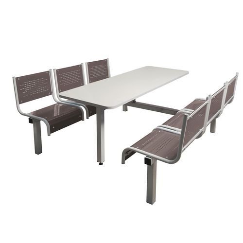 Steel seat fixed canteen table and chairs