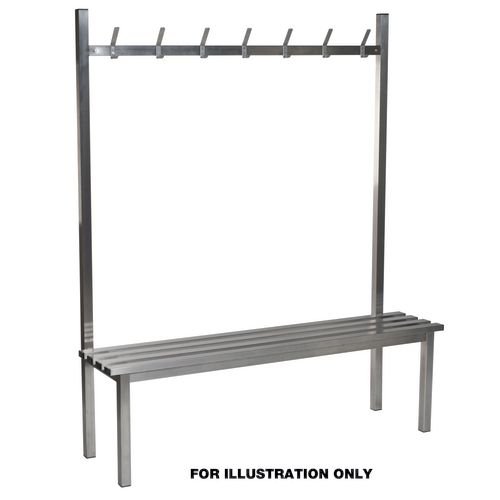 Aqua Solo Cloakroom Bench Stainless Steel 1000mm Wide X 400 Deep With 5 Hook