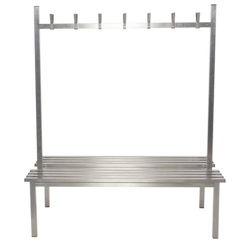Aqua Duo Cloakroom Bench Stainless Steel 1500mm Wide X 800 Deep With 14 Hoo