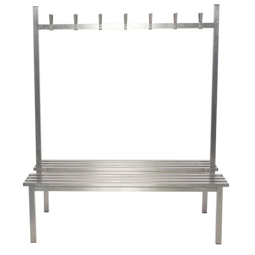 Aqua Duo Cloakroom Bench Stainless Steel 2500mm Wide X 800 Deep With 24 Hoo