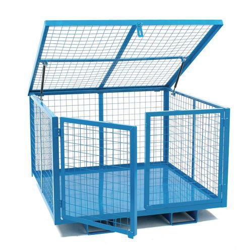 Security cage with a fork-lift base