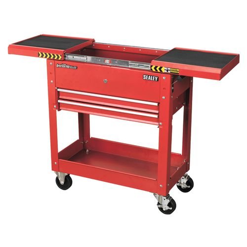Tool & Parts Trolley 100Kg, Red - Sliding Top