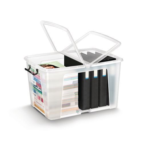 Clear containers with secure folding lids - 65L capacity