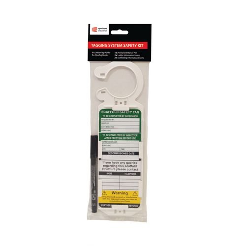 Scaffold Safety Tag Kit - Single (1 Clawtag Holder, 2 Inserts, 1 Pen)