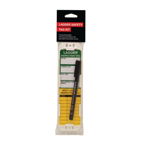 Ladder Safety Tag Kit - Single (1 Asset Tag Holder, 2 Inserts, 1 Pen)