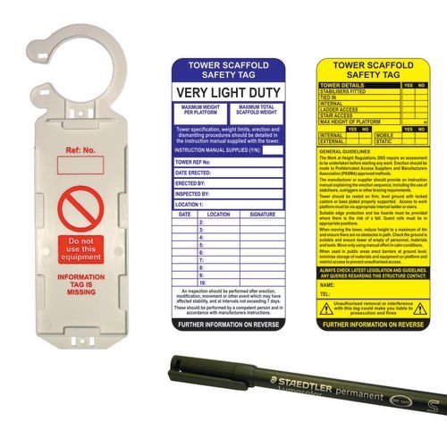 Tower Tag Kit - Single (1 Clawtag Holder, 2 Inserts & 1 Pen)