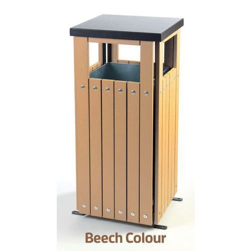 Square top wood effect bin, beech