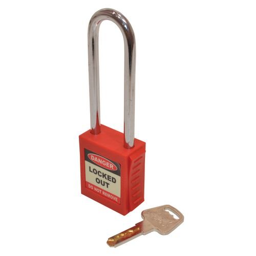 Safety Lockout Padlocks Long Shackle - Red (Each)