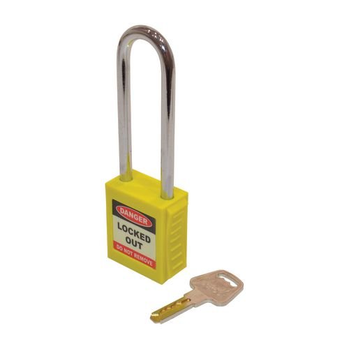 Safety Lockout Padlocks Long Shackle - Yellow (Each)