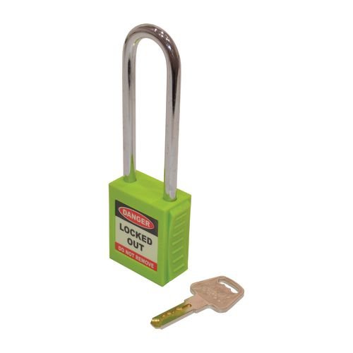 Safety Lockout Padlocks Long Shackle - Green (Each)