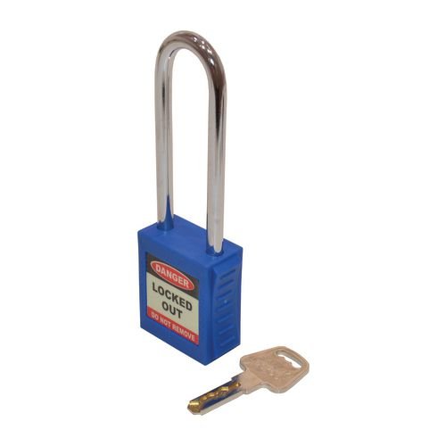 Safety Lockout Padlocks Long Shackle - Blue (Each)