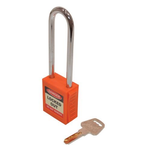 Safety Lockout Padlocks Long Shackle - Orange (Each)