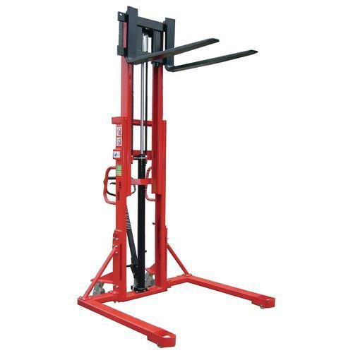 1000kg Manual straddle pallet stackers - adjustable forks