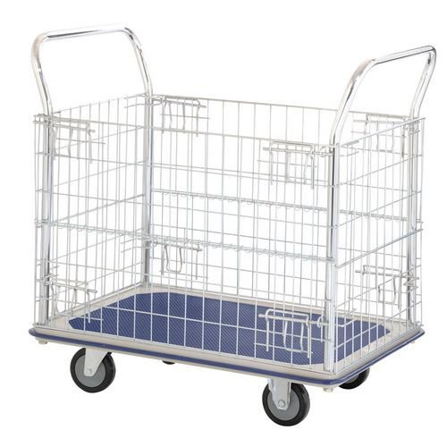 Platform truck with chrome mesh panel sides and ends- 220kg capacity