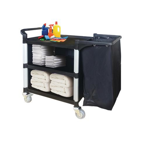 Plastic housekeeping trolleys with frames and bags