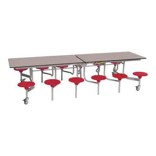 12 Seat rectangular mobile folding table/seats