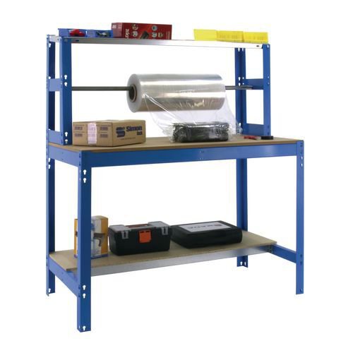 Packing workbench with roll holder - W x D: 910 x 760mm