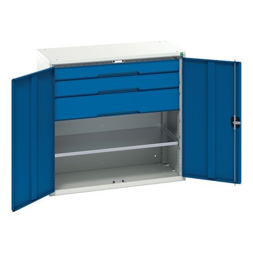 Kitted Cupboard 1050 Wide 3 Drawers 1 Shelf