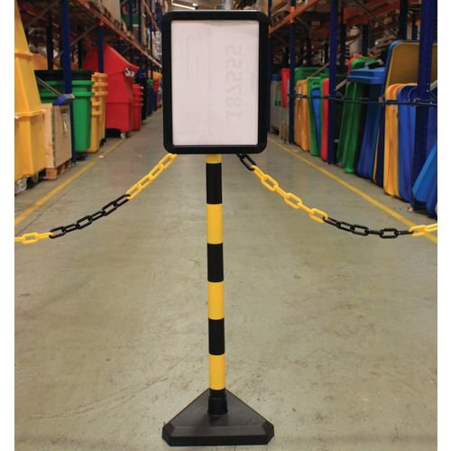 Plastic post and A4 sign holder