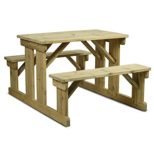Wooden rectangular walk-in picnic table