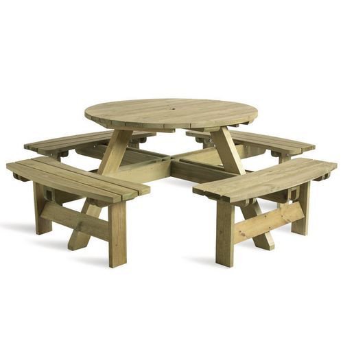 Wooden round picnic table