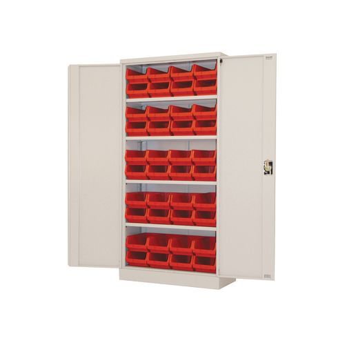 Steel cupboards complete with 40 polypropylene bins