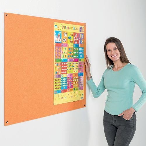 Eco-Colour® Frameless fire resistant office noticeboards - Orange