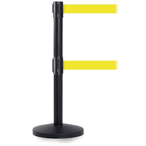 Retractable twin belt barrier system